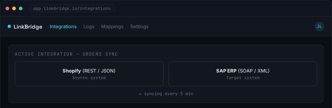 LinkBridge API integration UI