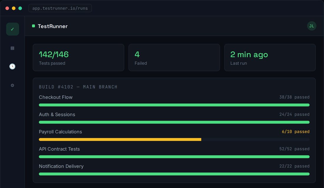 TestRunner automated test results UI